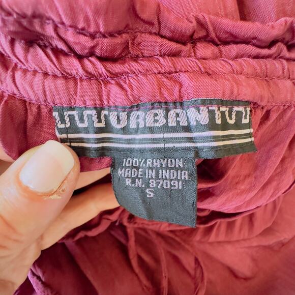 Vintage Tiered Maxi Skirt Urban Rayon Rouge Crinkle Semi Sheer Boho Peasant Sz S - Picture 4 of 9